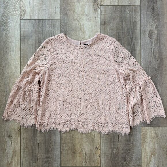 Womens Lace Blouse Size M Pink Romantic Feminine Fairy Dainty Ethereal Whimsy - Picture 2 of 11